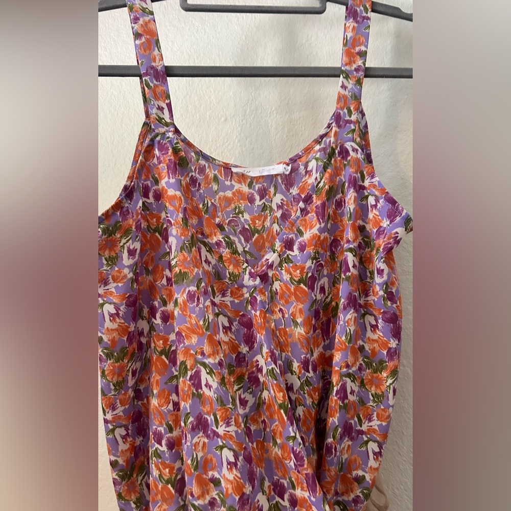 All In Favor Floral Tank Bodysuit SZ M